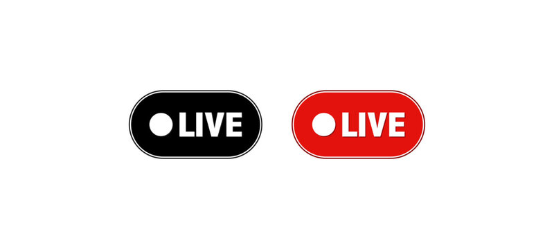 Live Streaming Button Black And Red Icon Vector Illustration
