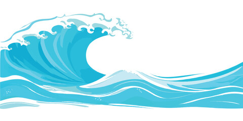 Fototapeta premium Curving ocean wave with white crest against a white background