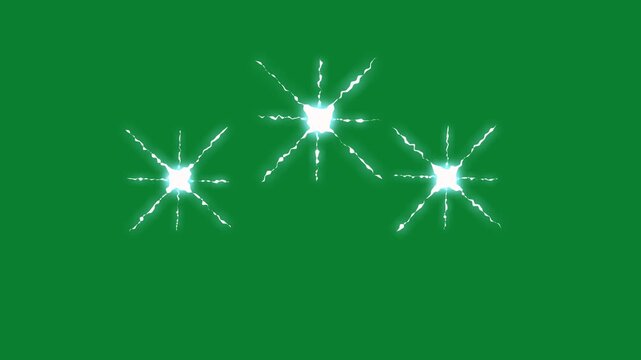 Shimmering twinkle star effect, cartoon flat vector doodle sparkle, glowing light trails, fast line glitter star, shining twinkle effect on green screen background. fairy glitter stars transition