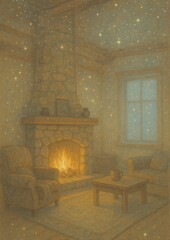 Naklejka premium Cozy starry night ambiance