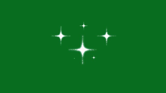 Sparkling stars shine animation, sparkle star light effect, fast magic twinkle motion, cartoon blinking flat vector doodle glowing light trails, shining twinkle effect on green screen background