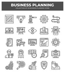 Fototapeta premium Collection of 25 Business Planning Icons: Strategy. Management. and Growth