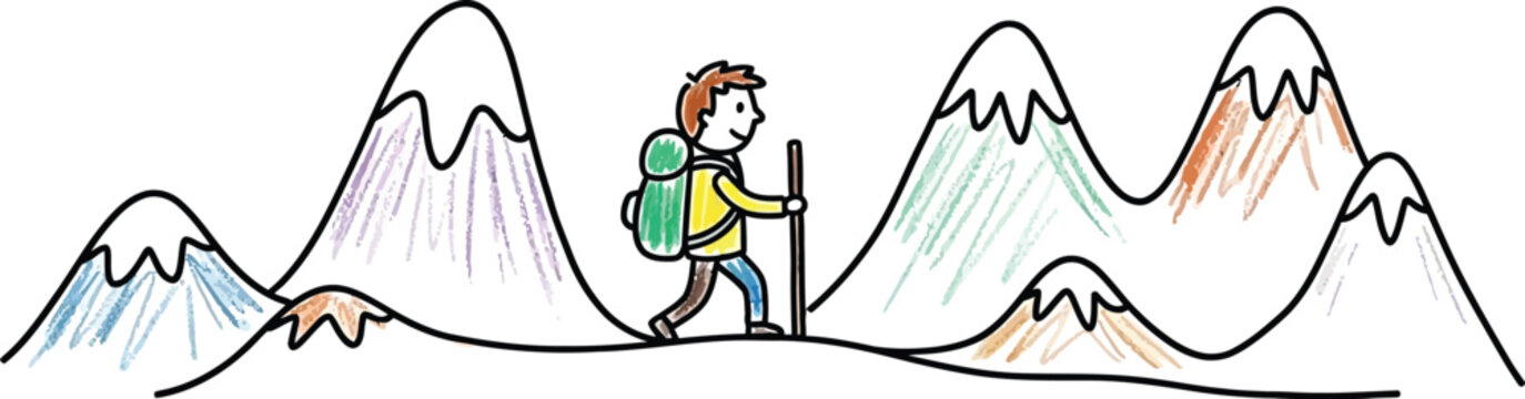 Hiker mountain trek vector