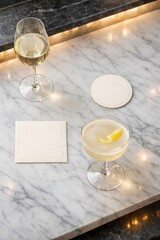 Obraz premium Elegant marble bar setting