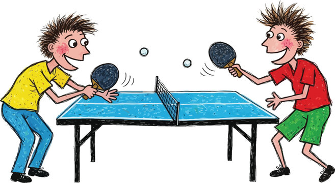 Boys ping pong vector