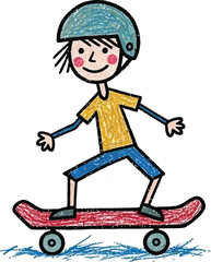 Girl riding skateboard doodle vector © Ishara sandeepa