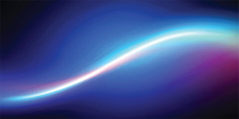Fototapeta premium Abstract glowing blue wave with pink and white highlights, dark background, futuristic light effect, energy wave, light streak, light beam