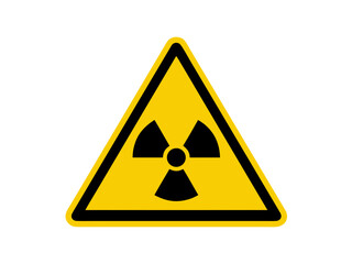 Fototapeta premium A professional yellow radioactive warning sign with a black trefoil symbol indicating nuclear hazard zones, isolated on transparent background.