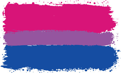 Obraz premium Bisexual pride flag. LGBTQ. Created with Brush Strokes. Abstract Banner with Raw Artistic Texture