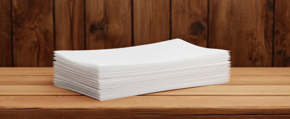 Naklejka premium Fluffy soft white tissue paper sits like clouds on a wooden surface