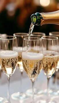 Elegant celebration with flowing champagne, joyful toasts, and unforgettable moments shared.
