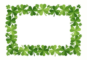Fototapeta premium Clover Frame with Small Leaf Variations for Greeting Cards