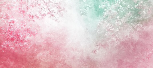 Obraz premium Elegant Abstract Floral Watercolor Texture with Soft Pastel Pink, Green, and White for Invitations