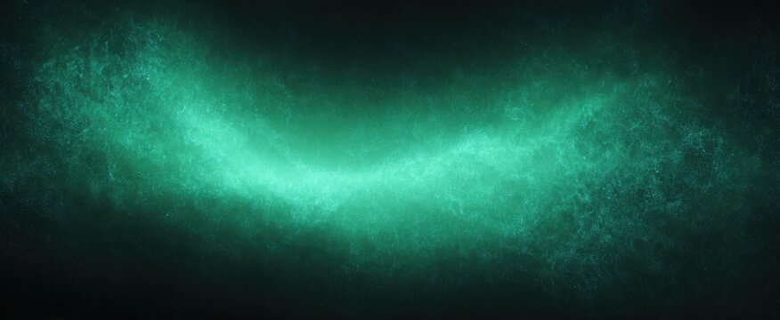 glowing mint shape on textured black backdrop dynamic grainy abstract dark banner design