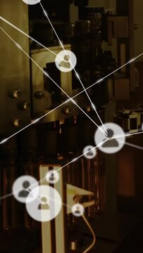 White node appearing, network overlay expanding over machine, nodes connecting, visualizing network