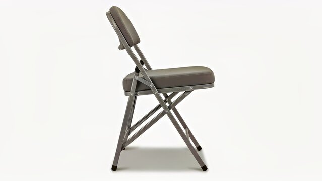 Light Gray Folding Metal Chair With Adjustable Design Black Rubber Leg Tips Isolated on White Background for Event Flexi.jpg