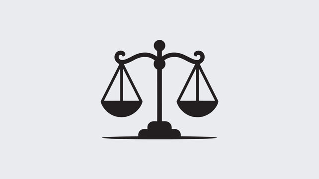 A black silhouette of a balance scale on a plain background, symbolizing justice and equality.
