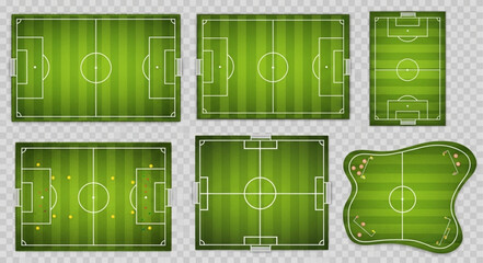 Diverse Soccer Field Layouts - Top-Down Views for Sports Design. © cici caesar