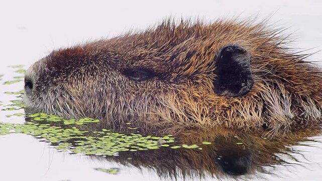 Nutria Gliding Through Quiet Water at Sunset &mdash; A Peaceful Moment of Adaptation and Survival