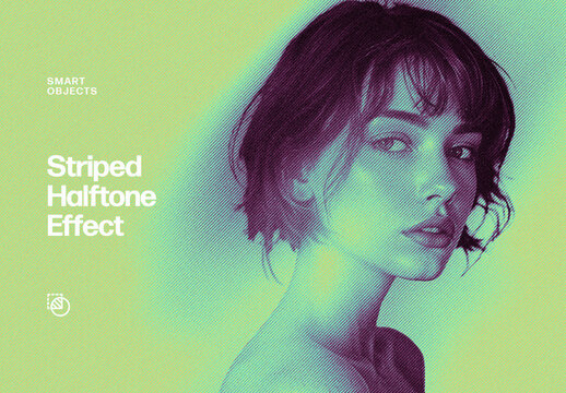 Striped Halftone Effect Mockup