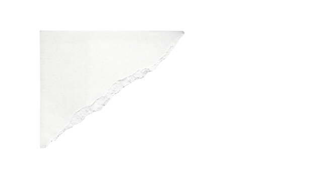 Torn white paper corner on white background