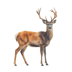 Fototapeta premium Majestic red deer stands proudly against a clean white background