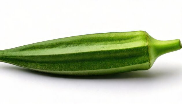 Fresh Green Okra Pod Isolated on White Background - A Culinary Delight.