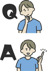 男性医師のQ＆Aのイラスト素材セット