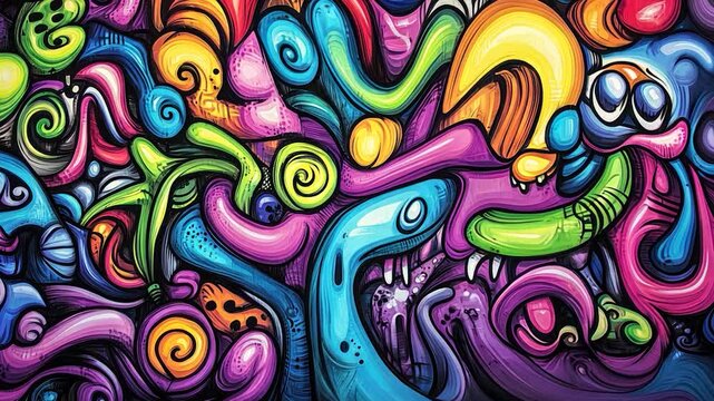 Vibrant abstract graffiti art