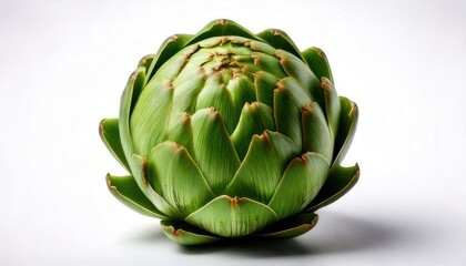 Obraz premium Fresh Green Artichoke Isolated on White Background - Culinary Delight and Healthy Vegetable.