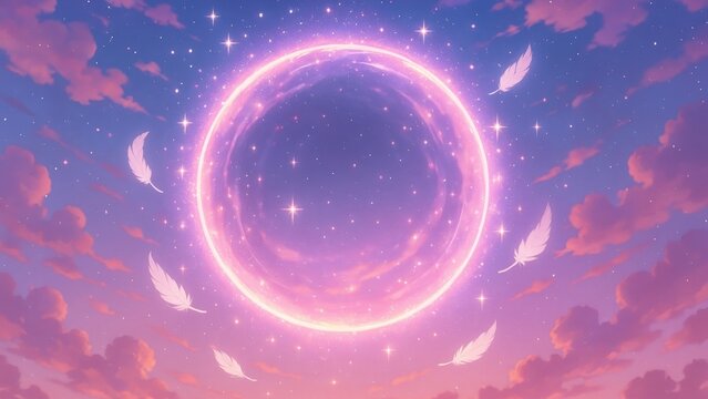 Ethereal sky with glowing circle desktop wallpaper