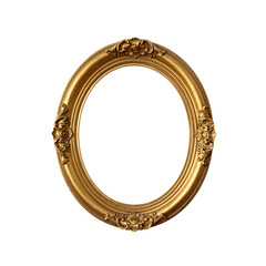 Fototapeta premium Golden vintage oval frame with ornate details provides a classic aesthetic