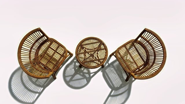 Wicker Woven Coffee Table Set With Two Armless Chairs Living Room Decor.jpg