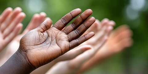 Embracing Diversity A Group of People with Different Skin Tones United in Hope and Supportive Bond
