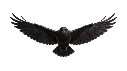 Fototapeta premium Black raven with wings spread wide