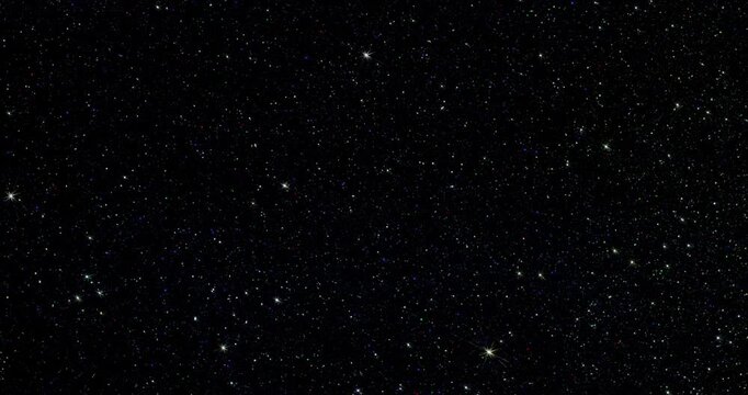 Space and stars, imitation. Twinkling of pointed stars. Smooth rotation. 