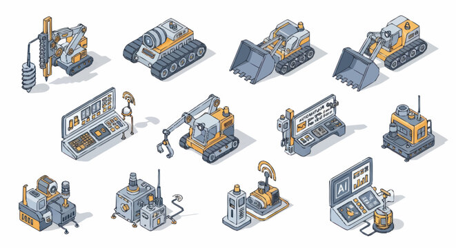 Isometric Industrial Machinery and Equipment Collection.