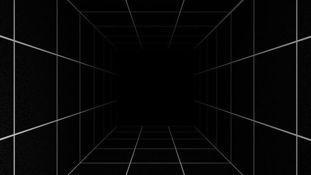 4K 3D looping background animation with grid pattern moving forward with empty space in the middle.