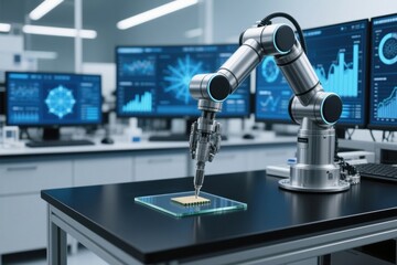 Fototapeta premium AI technology drives automation in industry production with advanced processing and quality control for innovative manufacturing systems