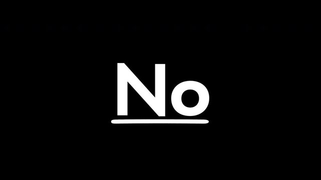 Animated no text typography with doodle underline circle scribble and rays symbol representing refusal rejection and negative response concept isolated on transparent background