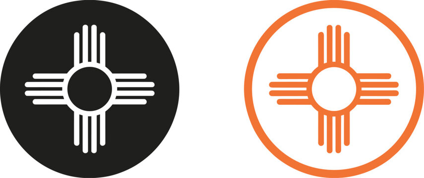 Zia Symbol Icon in Black and Orange on White Background new mexico