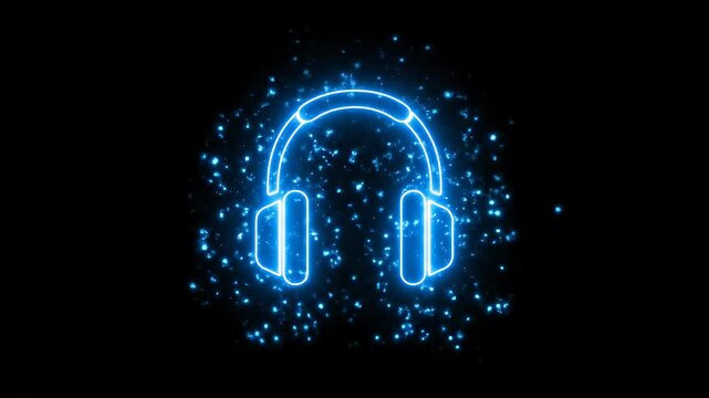 Neon Headphones Glowing in the Dark - A Stunning Visual Display.