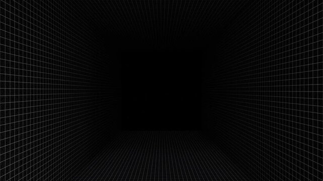 4K 3D looping background animation with grid pattern moving forward with empty space in the middle.