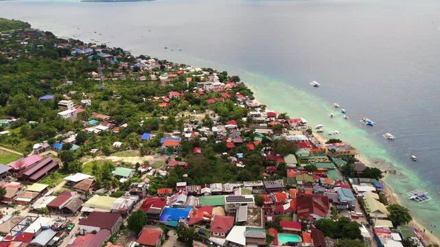 drone fly above Moalboal cebu Island Philippines travel holiday destination aerial