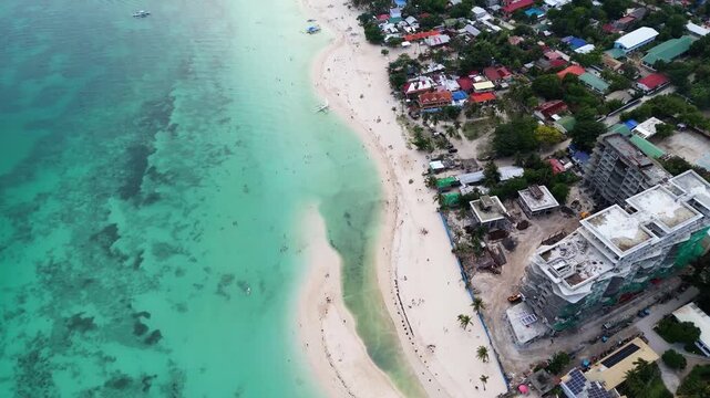 Bantayan Island, Philippines Aerial View of Mangrove Sandbars and Turquoise Sea travel holiday destination with resort and white beach tropical paradise island
