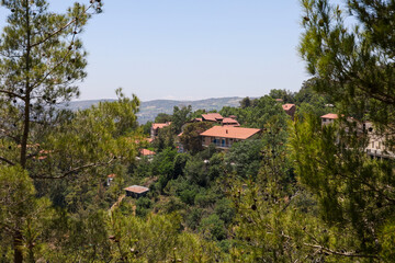 Obraz premium View of the village of Pano Platres, located in the Troodos Mountains of Cyprus
