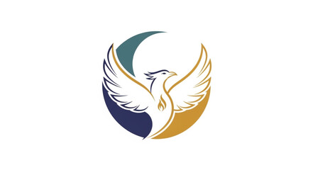 Obraz premium Phoenix bird logo with wings spread wide.