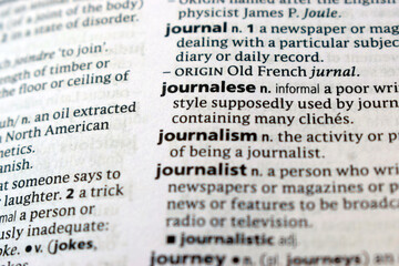 English Dictionary Page Close Up With The Word Definition Of - journalse