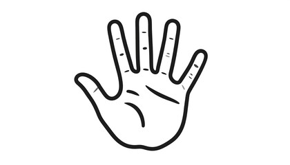 Obraz premium Open Hand Gestures Palm Facing Forward with Fingers Spread in a Symbolic Representational Minimalist Black and White Line Art Design