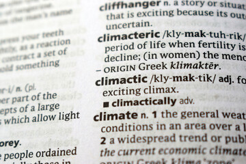 Detail Of English Dictionary Page And Word Pronunciation Of - climactic
